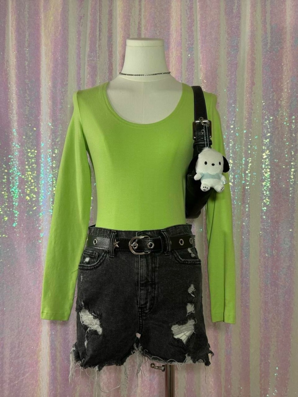 Reflections Lime Green Long Sleeve Scoop Neck Bodysuit ★彡